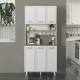 Έπιπλο κουζίνας Potter 3 Megapap χρώμα λευκό - rota oak 90x40x196,1εκ.