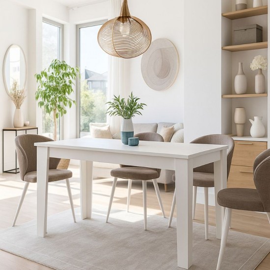 Τραπέζι Darlen Megapap χρώμα λευκό 125x72x74εκ.