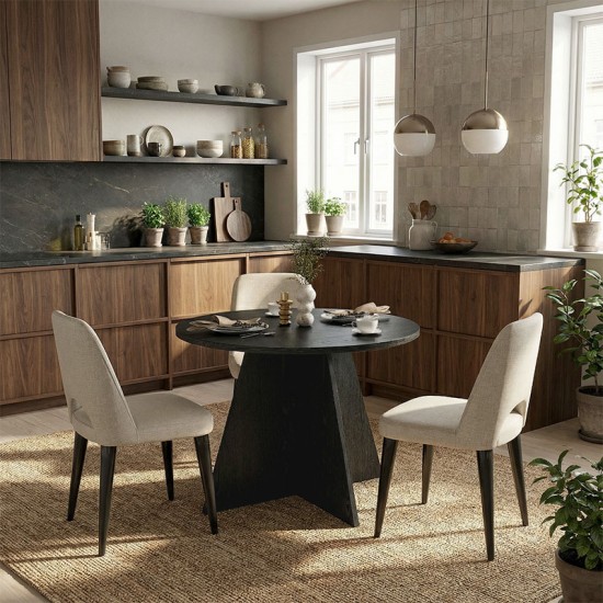 Τραπέζι Tailor Megapap χρώμα sencron black Ø100x75,7εκ.