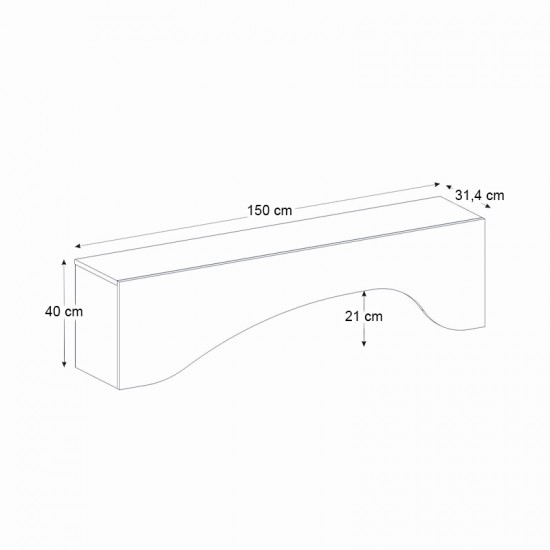 Έπιπλο τηλεόρασης Mara Megapap με LED χρώμα sencron black 150x31,4x40εκ.