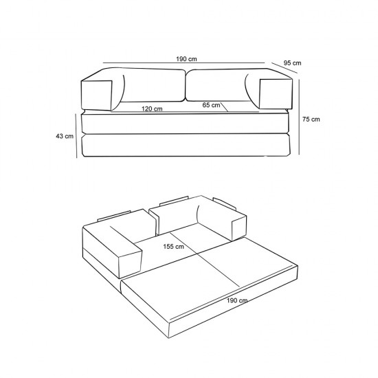 Καναπές - κρεβάτι Comfort Megapap τριθέσιος υφασμάτινος χρώμα μέντα 190x95x75εκ.