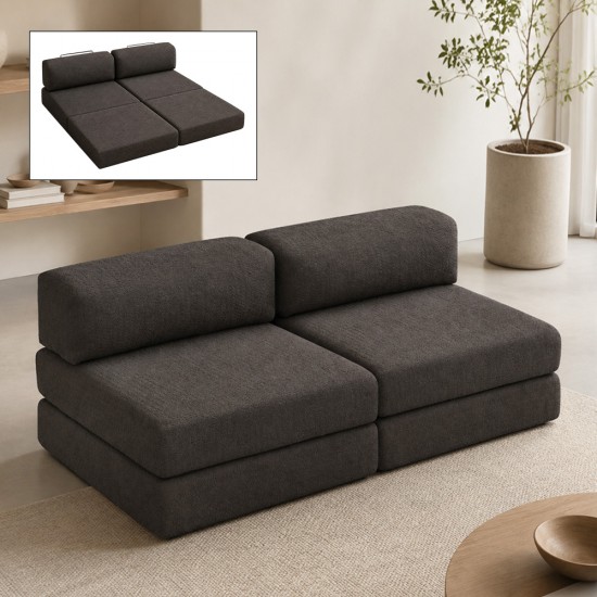 Καναπές - κρεβάτι Comfort Megapap τριθέσιος υφασμάτινος χρώμα ανθρακί 190x95x75εκ.