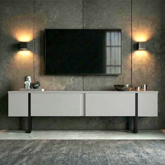 Έπιπλο τηλεόρασης Luxe Megapap χρώμα λευκό - μαύρο 180x30x50εκ.