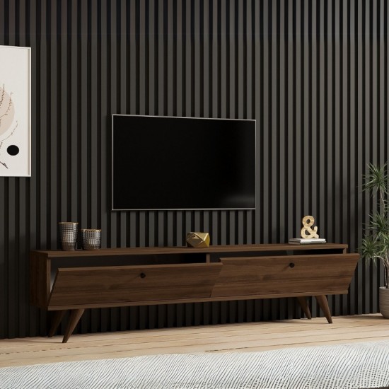 Έπιπλο τηλεόρασης Paris Megapap χρώμα καρυδί 160x25x35εκ.