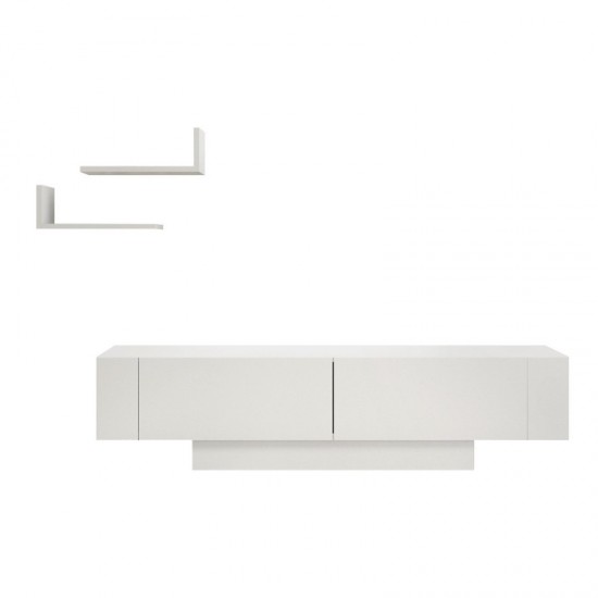 Έπιπλο τηλεόρασης Matera Megapap χρώμα λευκό 150x31,5x41,6εκ.