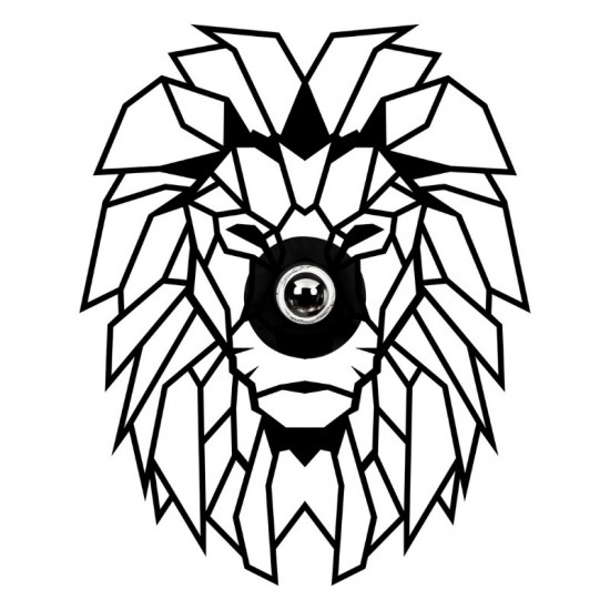 Απλίκα τοίχου Lion Megapap E27 MDF χρώμα μαύρο 39x12x49εκ.