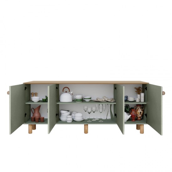 Μπουφές Bohemian Megapap χρώμα πράσινο - φυσικό οξιάς 180x40x75εκ.