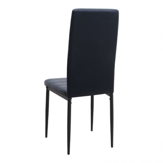 Σετ τραπεζαρία 5τμχ Roger - Rosa Megapap Mdf - PU χρώμα σκούρο γκρι σκυροδέματος - μαύρο 120x70x75εκ.