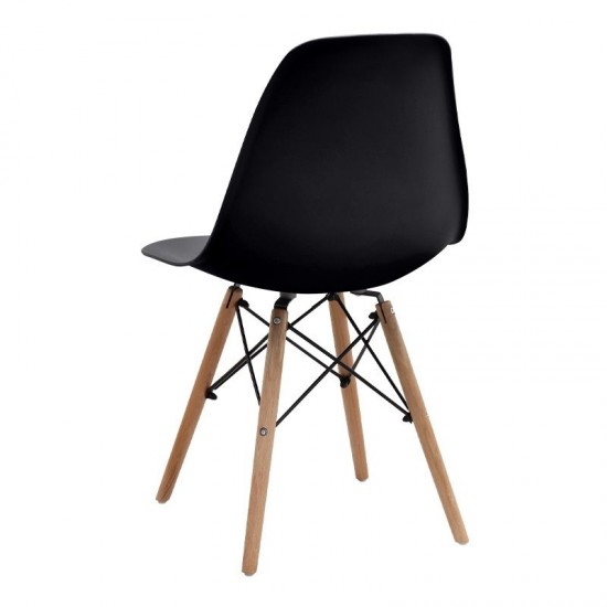 Σετ τραπεζαρία 5τμχ Allos - Nova Megapap χρώμα sapphire oak - μαύρο 75x75x77εκ.