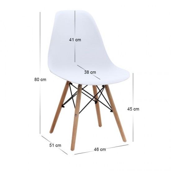 Σετ τραπεζαρία 5τμχ Allos - Nova Megapap χρώμα sapphire oak - λευκό 75x75x77εκ.