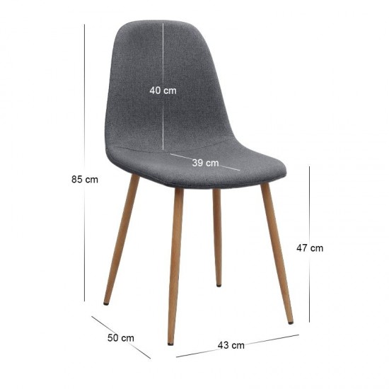 Σετ τραπεζαρία 5τμχ Allos - Iris Megapap χρώμα sapphire oak - γκρι/φυσικό πόδι 75x75x77εκ.