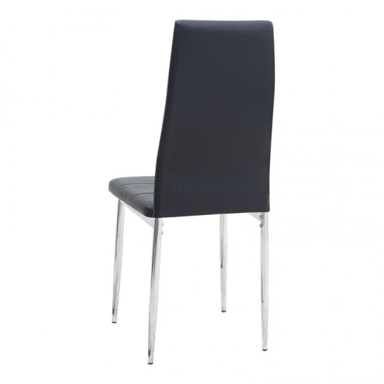 Σετ τραπεζαρία 5τμχ Allos - Rosa Megapap χρώμα sapphire oak - μαύρο/χρωμίου πόδι 75x75x77εκ.