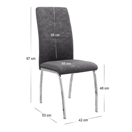 Σετ τραπεζαρία 5τμχ Darlen - Alma Megapap χρώμα sencron black - γκρι 125x72x74εκ.
