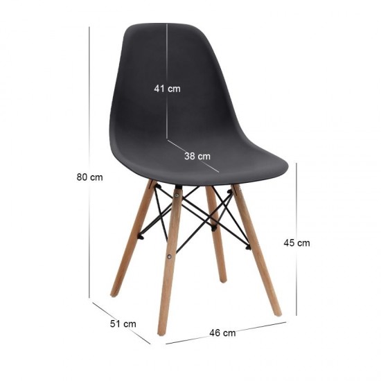 Σετ τραπεζαρία 5τμχ Xana - Nova Megapap χρώμα sepet oak - μαύρο Ø90x77,5εκ.